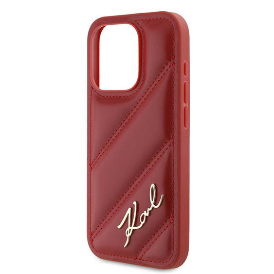 Θήκη για Apple iPhone 15 Pro Max, Karl Lagerfeld, Diagonal Quilted Script, Ροζ