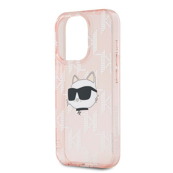 Θήκη για Apple iPhone 15 Pro Max, Karl Lagerfeld, IML Luxury Monogram Choupette's Head, Ροζ