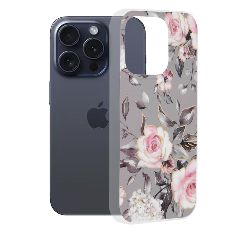 Θήκη για Apple iPhone 15 Pro, Techsuit, Marble, Γκρι