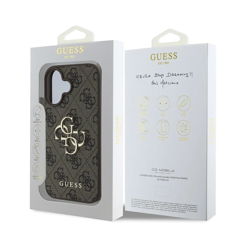 Θήκη για Apple iPhone 16, Guess, 4G Big Logo, Καφέ