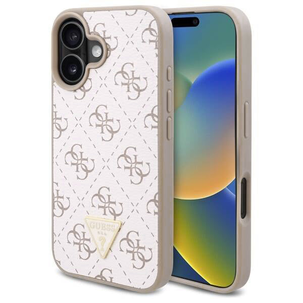 Θήκη για Apple iPhone 16, Guess, 4G Triangle Logo, Λευκή