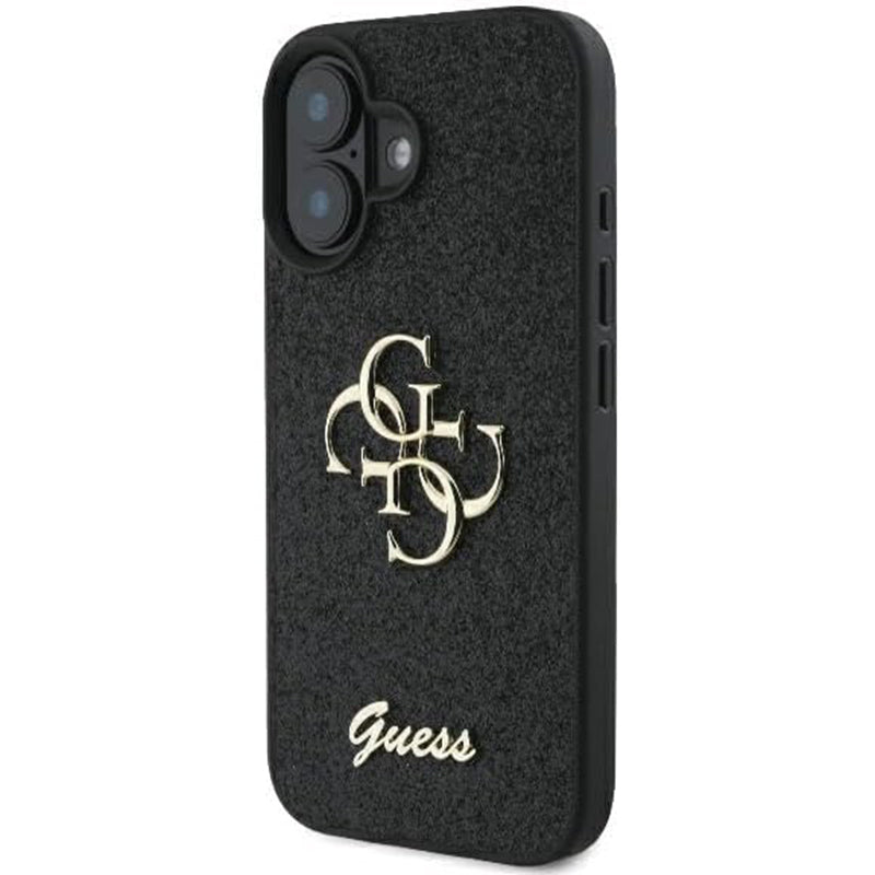 Θήκη για Apple iPhone 16, Guess, Fixed Glitter Big 4G, Μαύρη