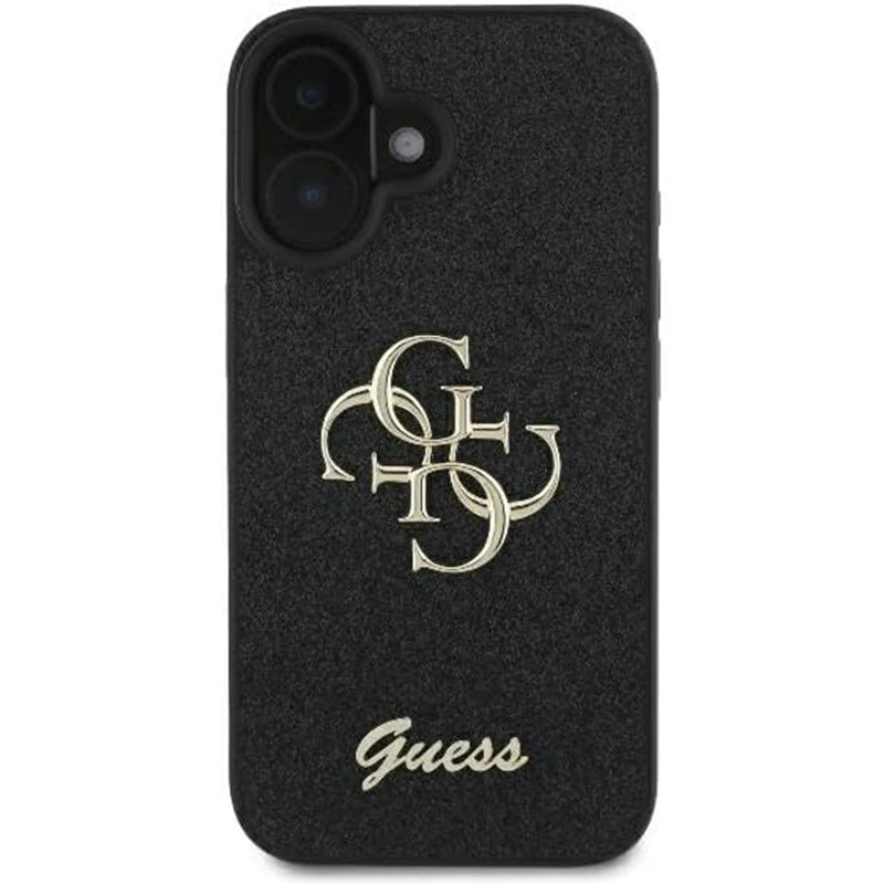 Θήκη για Apple iPhone 16, Guess, Fixed Glitter Big 4G, Μαύρη