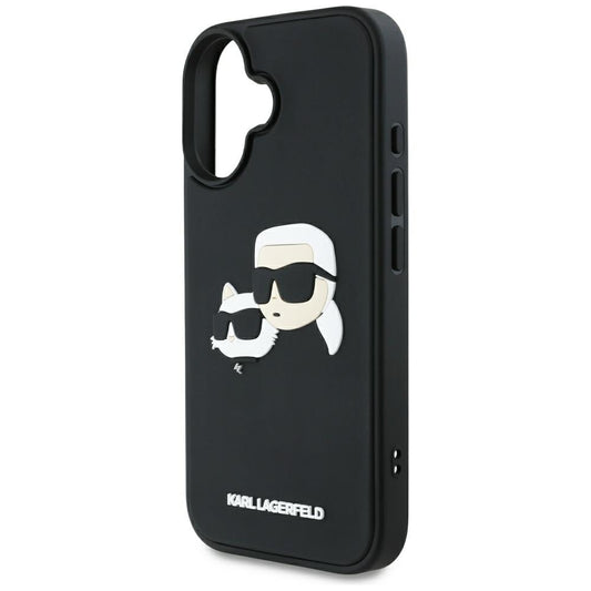 Θήκη για Apple iPhone 16, Karl Lagerfeld, 3D Rubber Karl & Choupette, Μαύρη