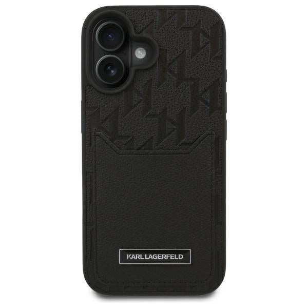 Θήκη για Apple iPhone 16, Karl Lagerfeld, Cardslots Monogram, Μαύρη
