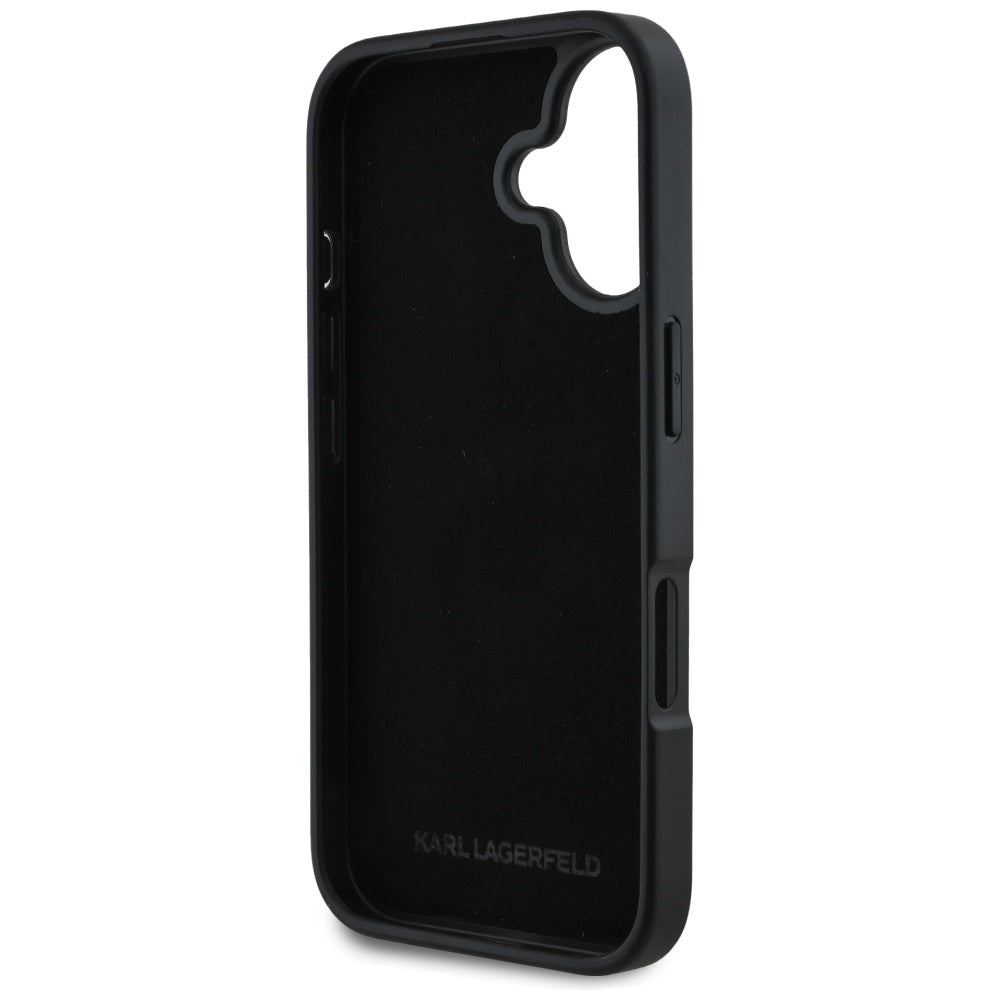 Θήκη για Apple iPhone 16, Karl Lagerfeld, Metal Signature, Μαύρη