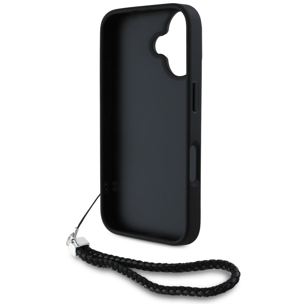 Θήκη για Apple iPhone 16, Karl Lagerfeld, Quilted Initial Logo & Chain Strap, Μαύρη