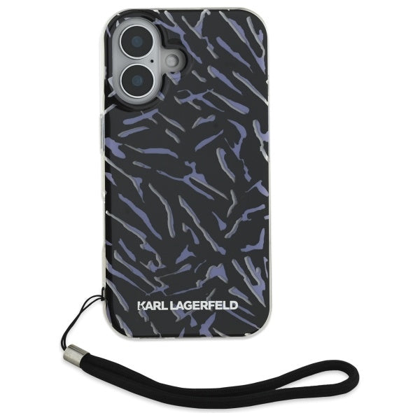 Θήκη για Apple iPhone 16, Karl Lagerfeld, Zebra with Cord Strap, Μοβ
