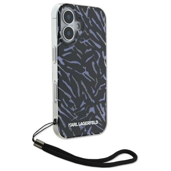 Θήκη για Apple iPhone 16, Karl Lagerfeld, Zebra with Cord Strap, Μοβ