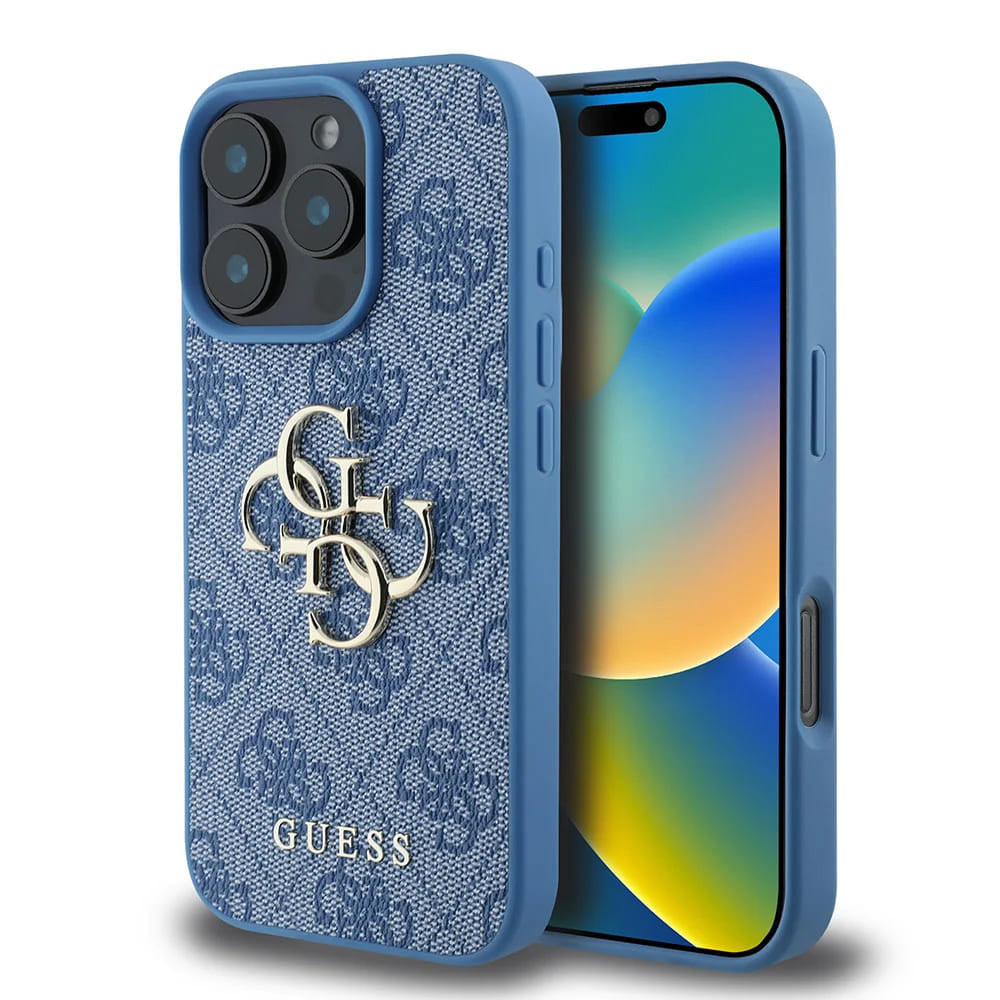Case for Apple iPhone 16 Pro, Guess, 4G Big Logo, Blue