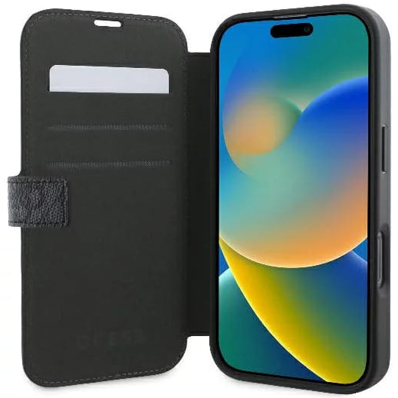 Θήκη για Apple iPhone 16 Pro, Guess, 4G Book, Μαύρη