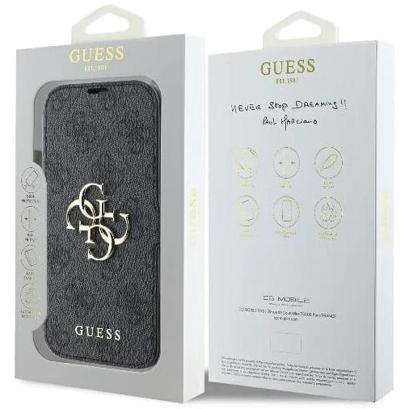 Θήκη για Apple iPhone 16 Pro, Guess, 4G Book, Μαύρη