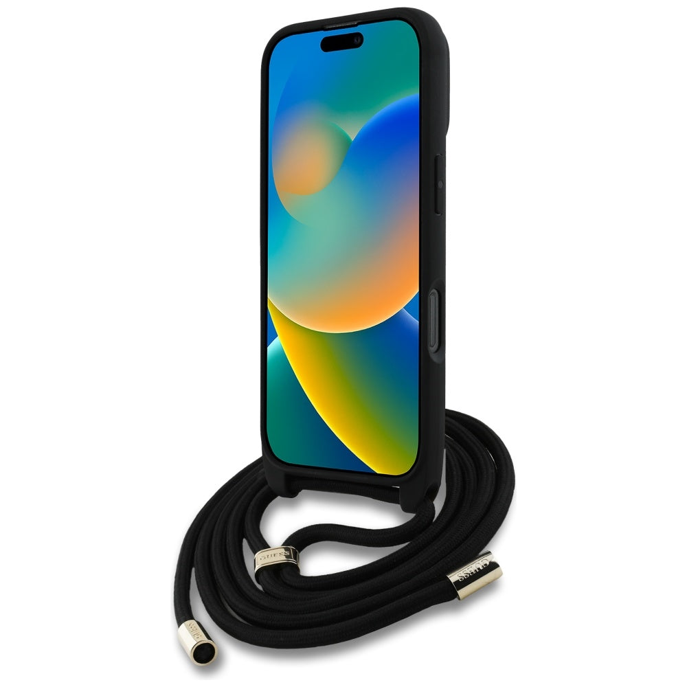 Θήκη για Apple iPhone 16 Pro, Guess, 4G CBDY Big Logo with Cord Strap, Καφέ