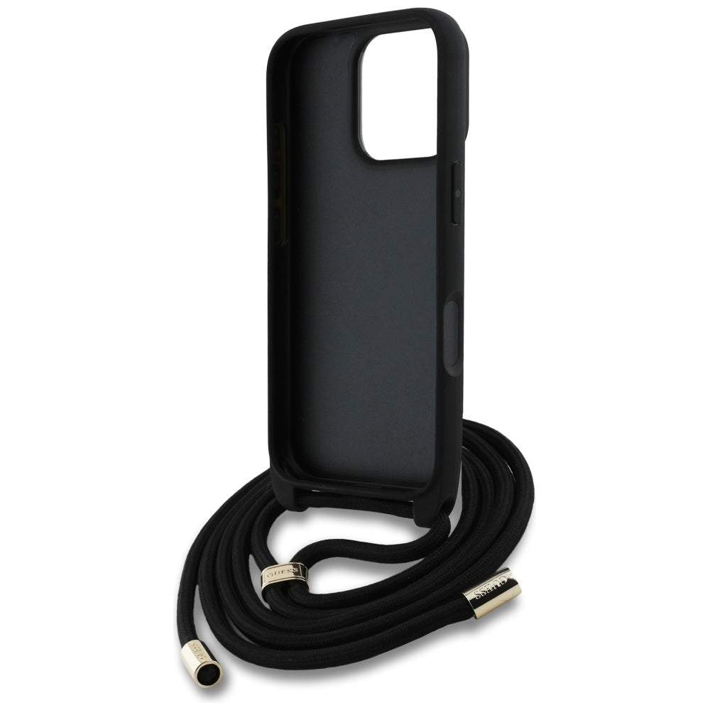 Θήκη για Apple iPhone 16 Pro, Guess, 4G CBDY Big Logo with Cord Strap, Καφέ