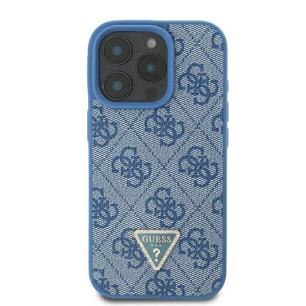 Θήκη για Apple iPhone 16 Pro, Guess, Crossbody 4G Triangle Strass, Μπλε