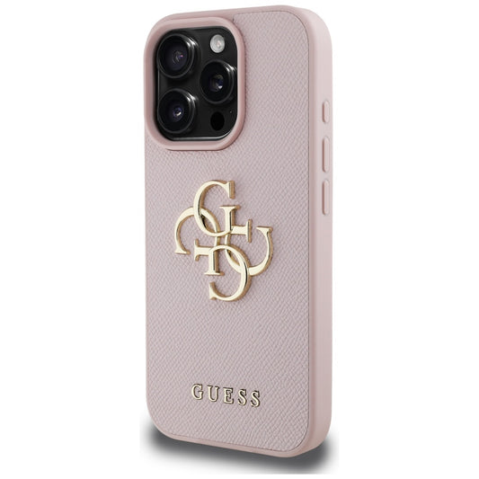 Θήκη για Apple iPhone 16 Pro, Guess, Grained Big 4G Logo Small Classic Logo, Ροζ
