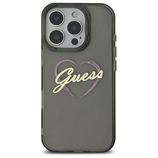 Θήκη για Apple iPhone 16 Pro, Guess, IML Heart, Μαύρη