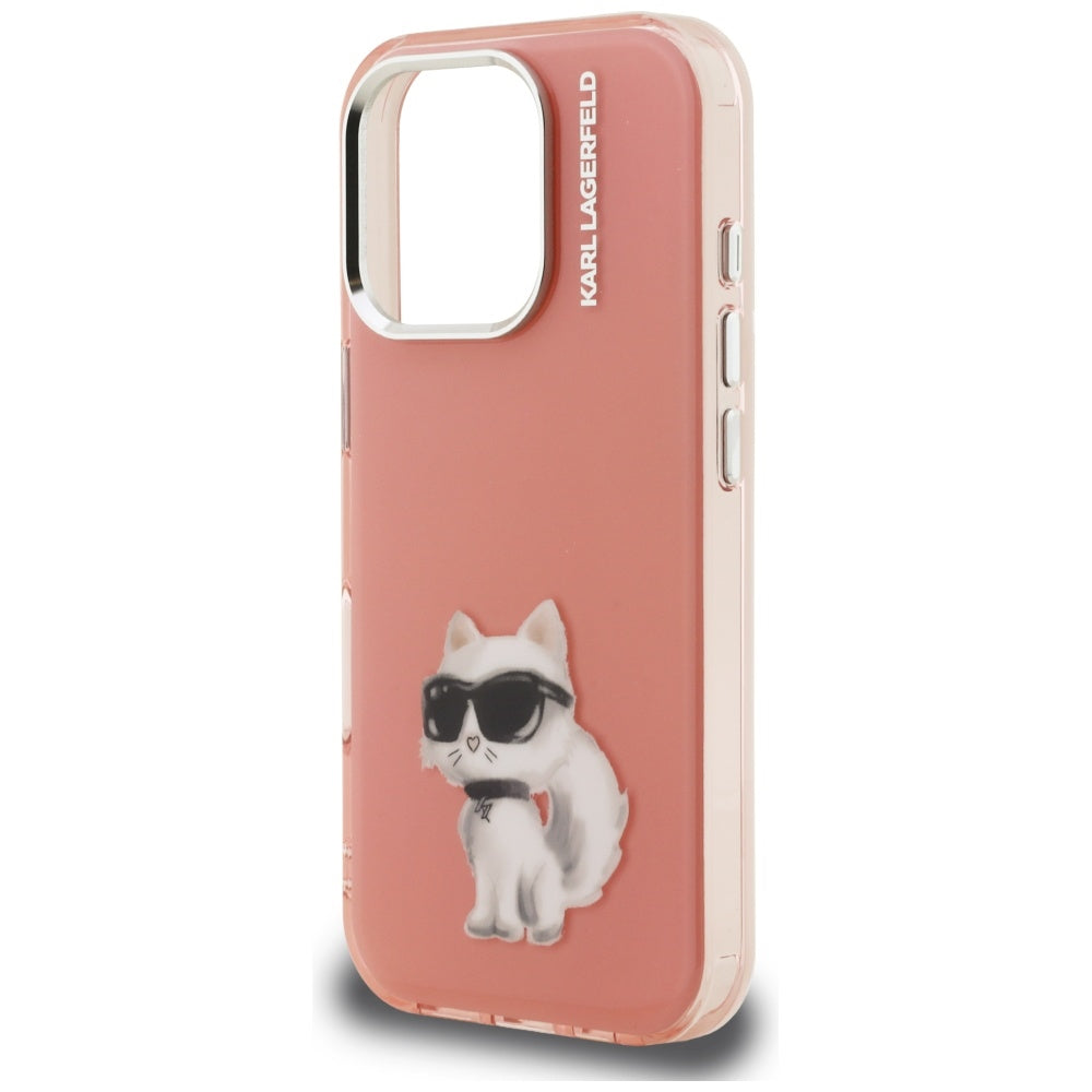 Θήκη για Apple iPhone 16 Pro, Karl Lagerfeld, IML Aquarelle Logo Choupette, Ροζ