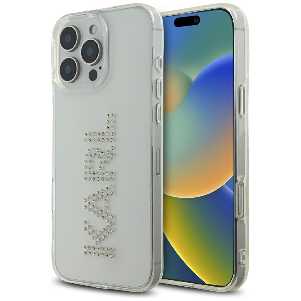 Θήκη για Apple iPhone 16 Pro, Karl Lagerfeld, IML Rhinestones Διαφανές Λογότυπο, Διαφανής