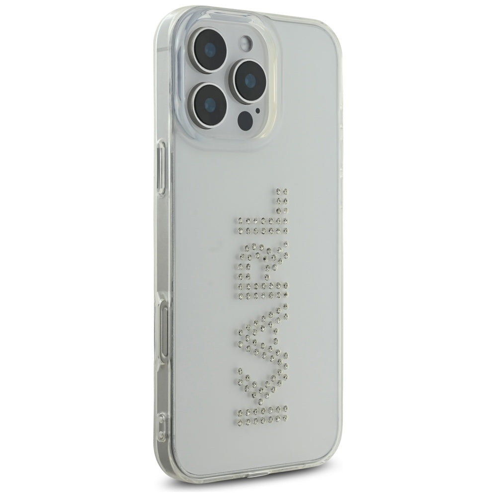 Θήκη για Apple iPhone 16 Pro, Karl Lagerfeld, IML Rhinestones Διαφανές Λογότυπο, Διαφανής