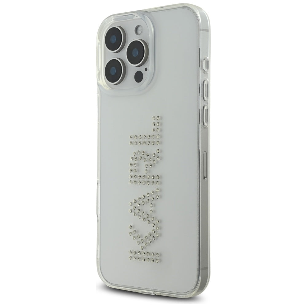 Θήκη για Apple iPhone 16 Pro, Karl Lagerfeld, IML Rhinestones Διαφανές Λογότυπο, Διαφανής