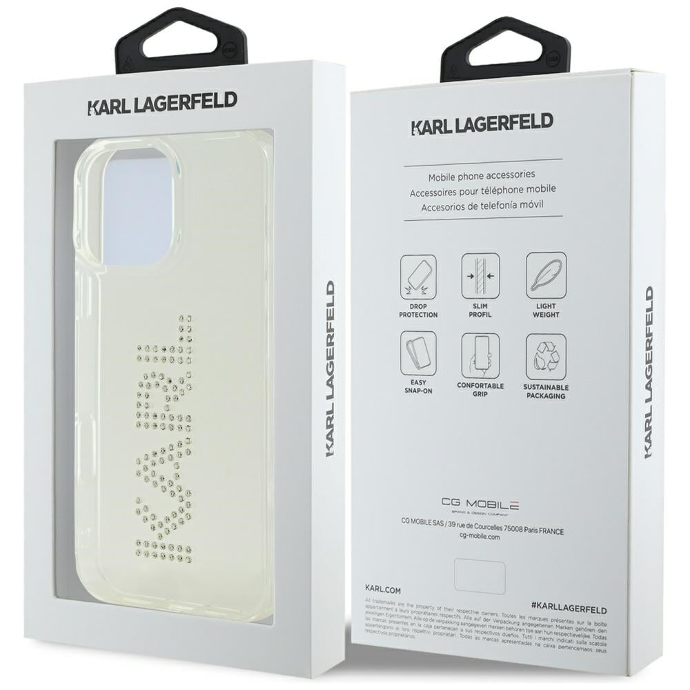 Θήκη για Apple iPhone 16 Pro, Karl Lagerfeld, IML Rhinestones Διαφανές Λογότυπο, Διαφανής
