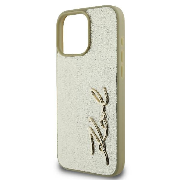 Θήκη για Apple iPhone 16 Pro, Karl Lagerfeld, Metal Signature, Χρυσή