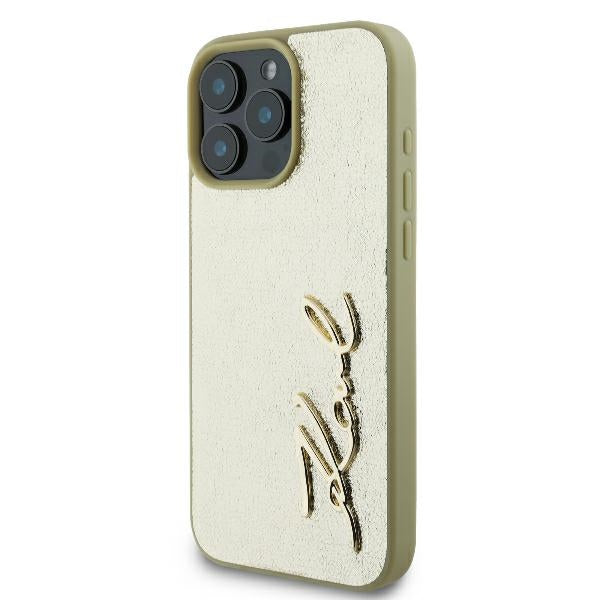 Θήκη για Apple iPhone 16 Pro, Karl Lagerfeld, Metal Signature, Χρυσή