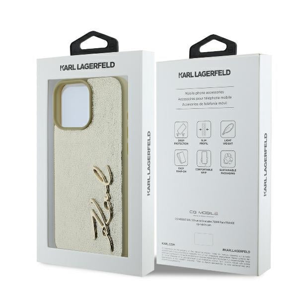 Θήκη για Apple iPhone 16 Pro, Karl Lagerfeld, Metal Signature, Χρυσή