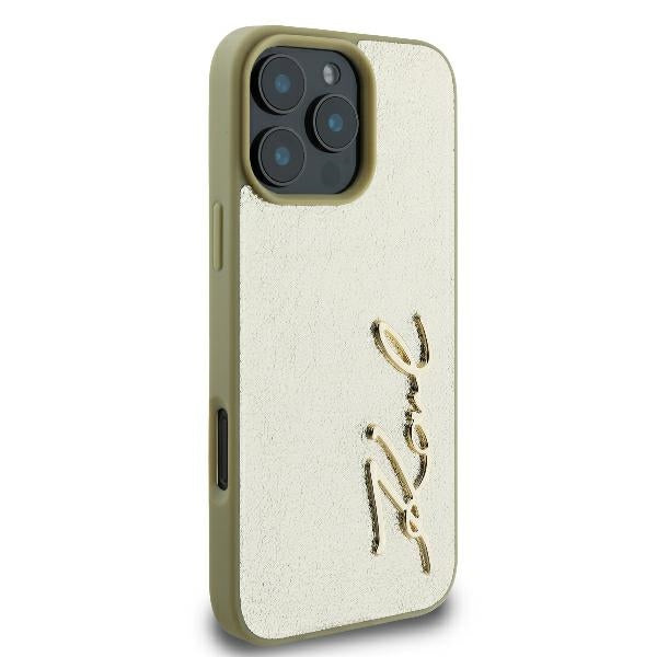 Θήκη για Apple iPhone 16 Pro, Karl Lagerfeld, Metal Signature, Χρυσή