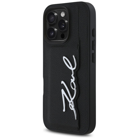 Θήκη για Apple iPhone 16 Pro, Karl Lagerfeld, Metal Signature, Μαύρη