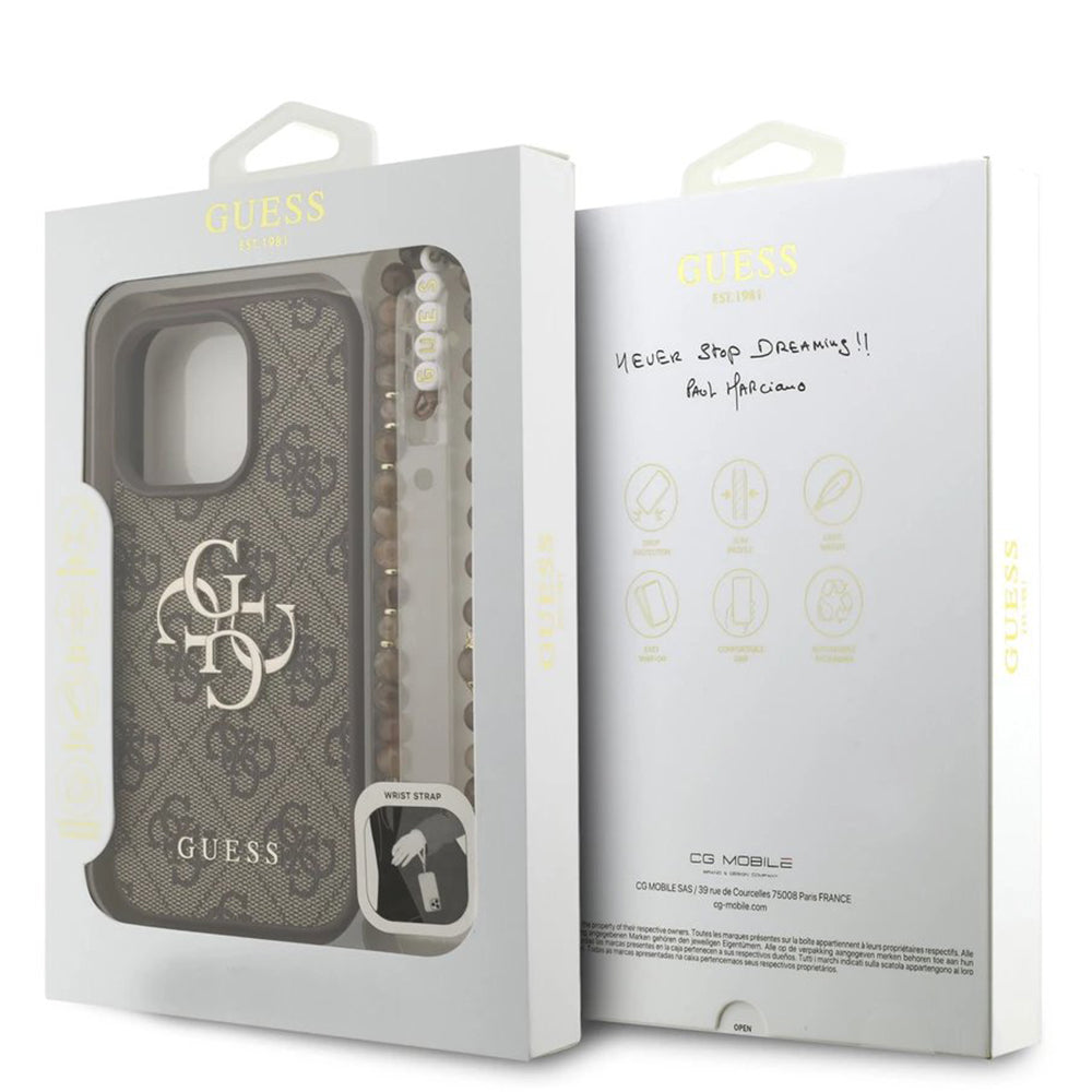 Θήκη για Apple iPhone 16 Pro Max, Guess, 4G Classic Logo with Strap, Καφέ
