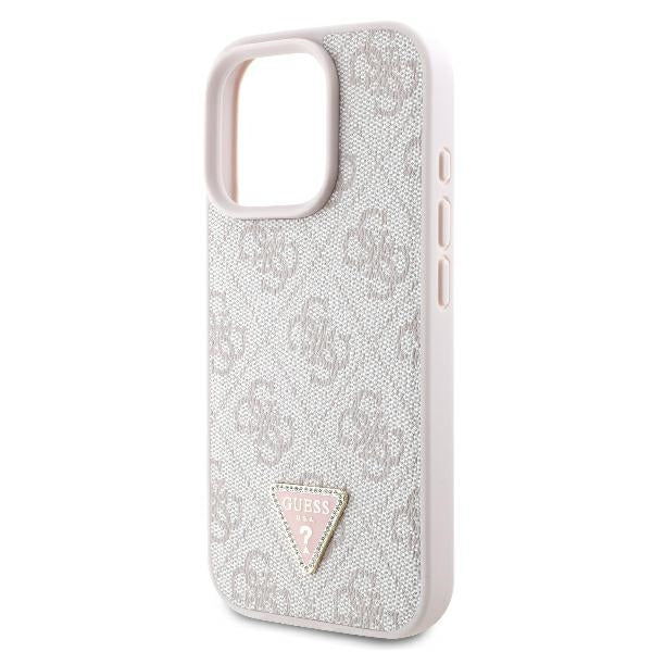 Θήκη για Apple iPhone 16 Pro Max, Guess, Crossbody 4G Triangle Strass, Ροζ