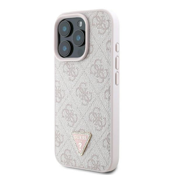 Θήκη για Apple iPhone 16 Pro Max, Guess, Crossbody 4G Triangle Strass, Ροζ