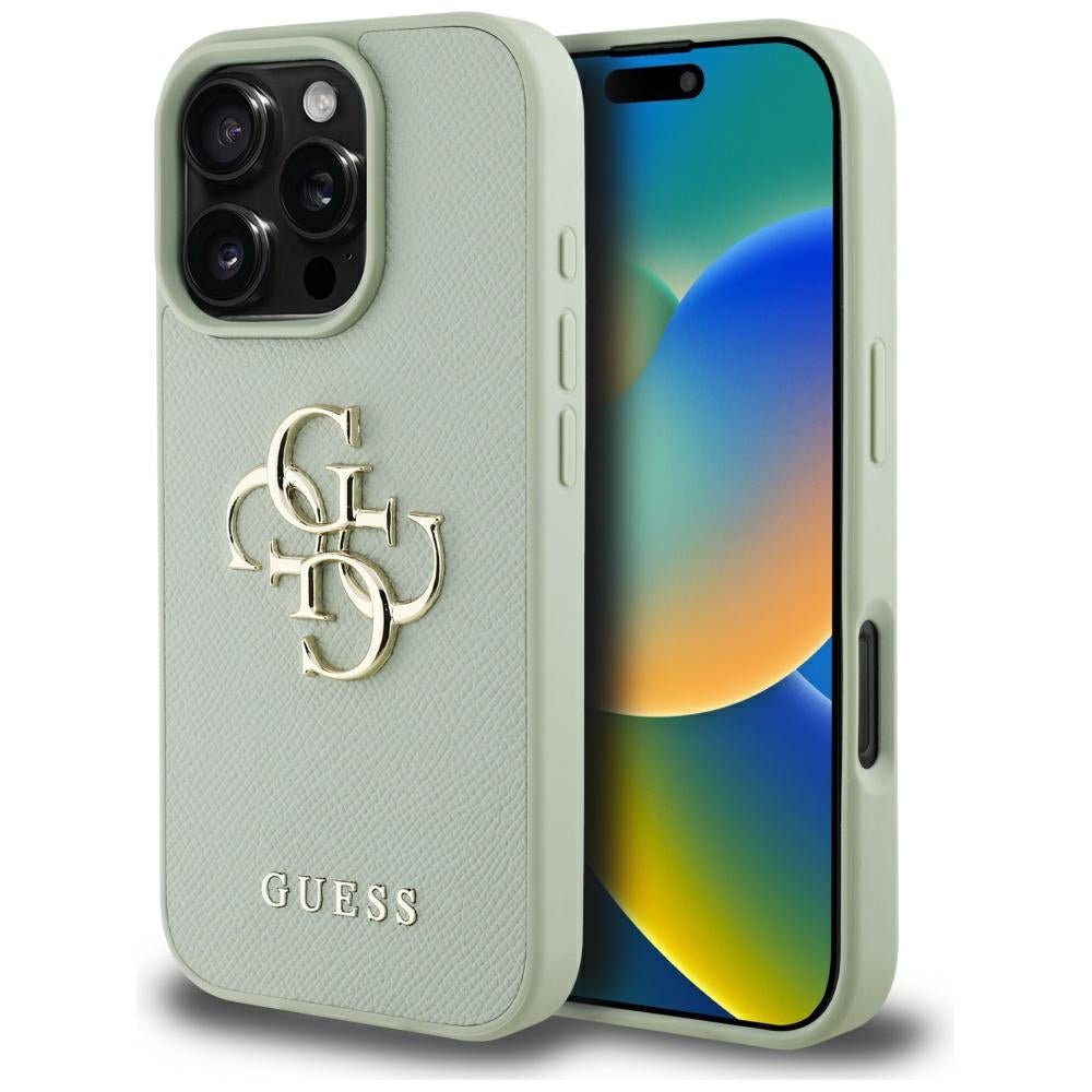 Θήκη για Apple iPhone 16 Pro Max, Guess, Grained Big 4G Logo Small Classic Logo, Πράσινο.