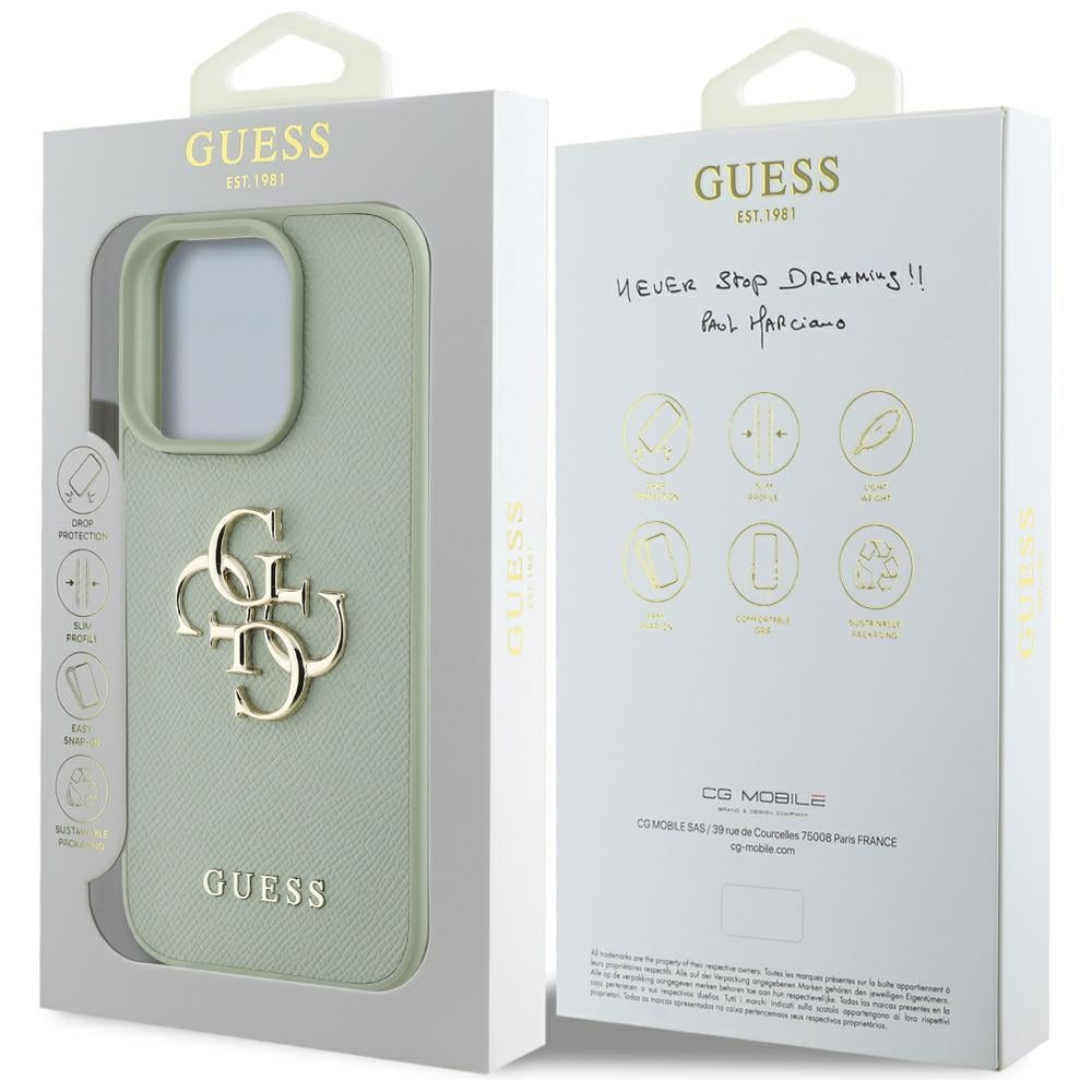 Θήκη για Apple iPhone 16 Pro Max, Guess, Grained Big 4G Logo Small Classic Logo, Πράσινο.