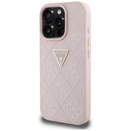 Θήκη για Apple iPhone 16 Pro Max, Guess, Hot Stamp 4G Pattern Triangle Logo, Ροζ