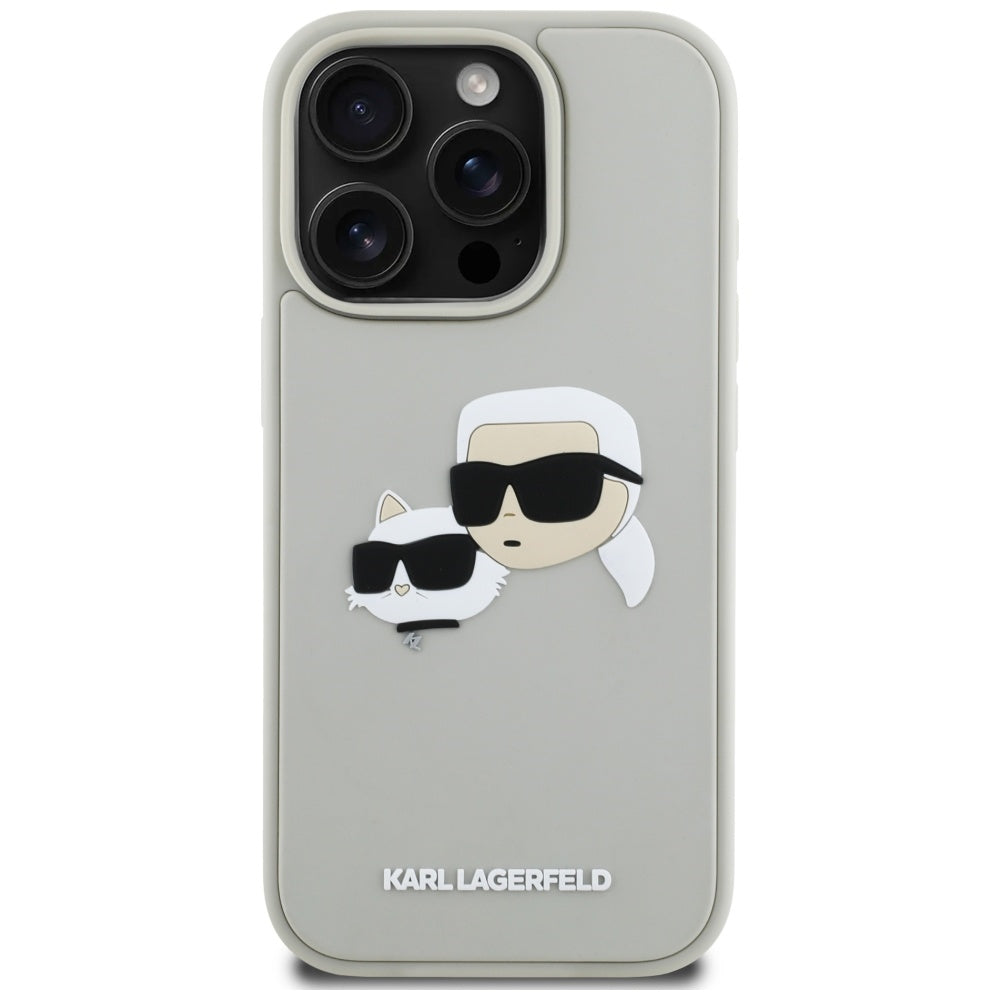 Θήκη για Apple iPhone 16 Pro Max, Karl Lagerfeld, 3D Rubber Karl & Choupette, Μπεζ