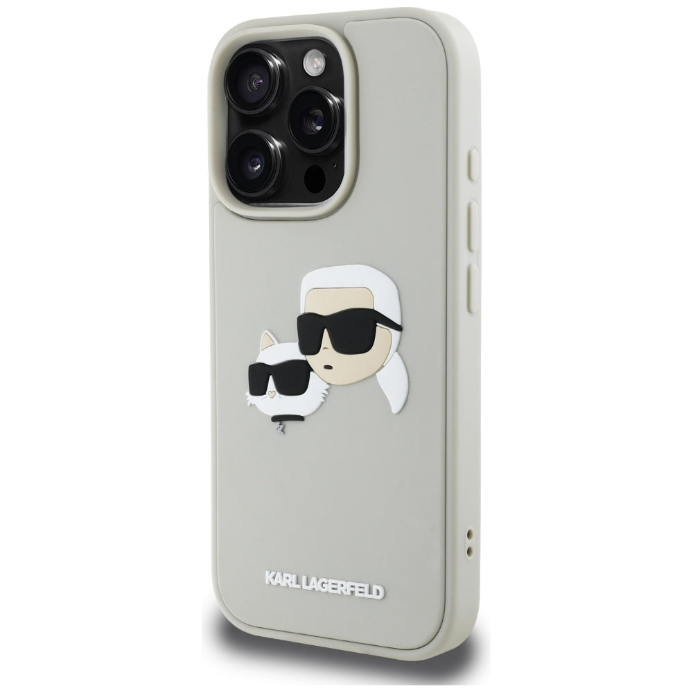 Θήκη για Apple iPhone 16 Pro Max, Karl Lagerfeld, 3D Rubber Karl & Choupette, Μπεζ