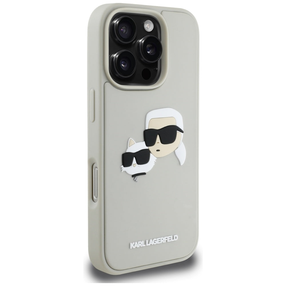 Θήκη για Apple iPhone 16 Pro Max, Karl Lagerfeld, 3D Rubber Karl & Choupette, Μπεζ