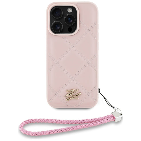 Θήκη για Apple iPhone 16 Pro Max, Karl Lagerfeld, Quilted Initial Logo & Chain Strap, Ροζ