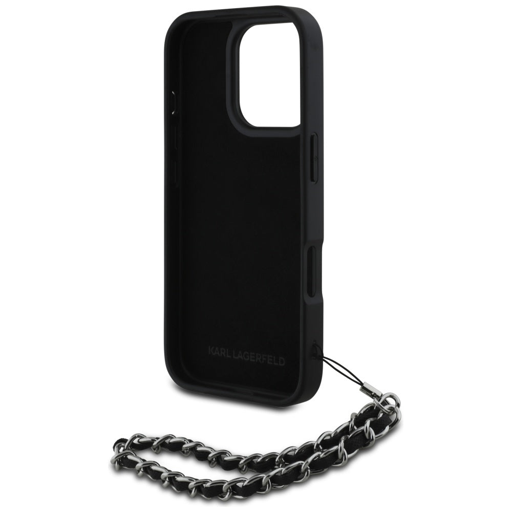 Θήκη για Apple iPhone 16 Pro Max, Karl Lagerfeld, Saffiano Crystals & Charm, Μαύρη