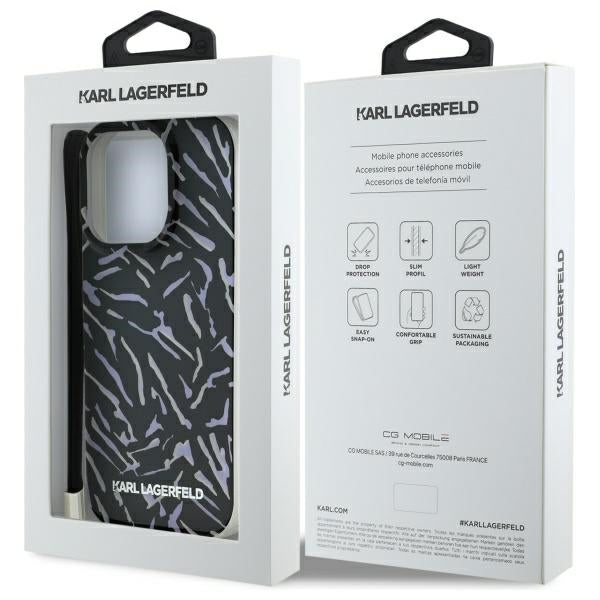 Θήκη για Apple iPhone 16 Pro Max, Karl Lagerfeld, Zebra with Cord Strap, Μοβ