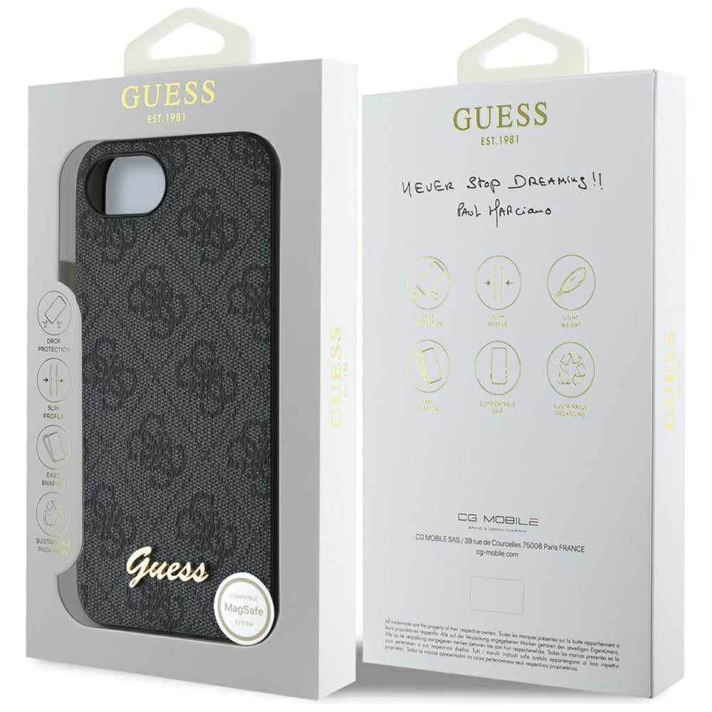 Θήκη για Apple iPhone 17e / 16e, Guess, 4G Script Logo, Μαύρη