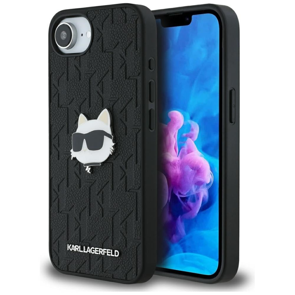 Θήκη για Apple iPhone 17e / 16e, Karl Lagerfeld, Monogram Choupette's Head, Μαύρη
