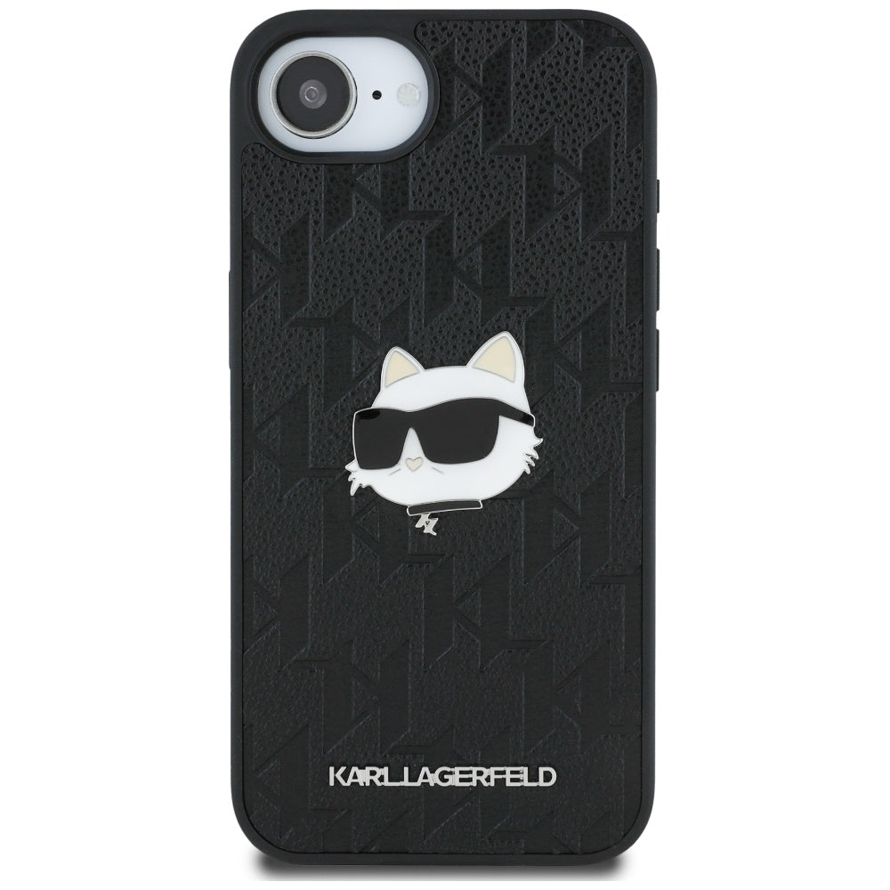 Θήκη για Apple iPhone 17e / 16e, Karl Lagerfeld, Monogram Choupette's Head, Μαύρη