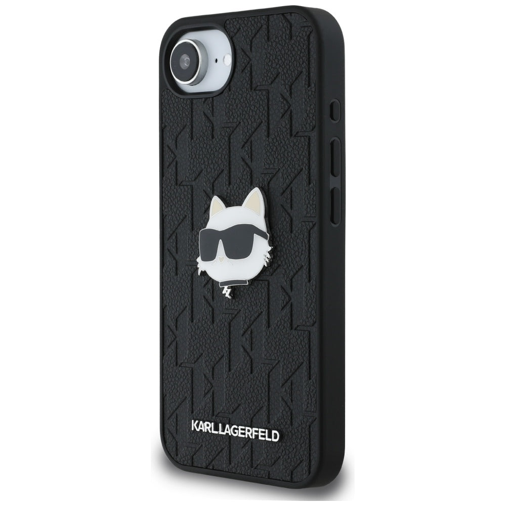 Θήκη για Apple iPhone 17e / 16e, Karl Lagerfeld, Monogram Choupette's Head, Μαύρη