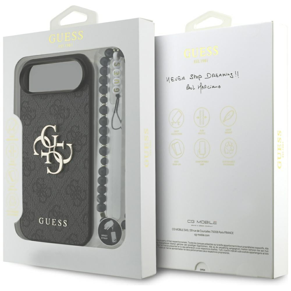 Θήκη για Apple iPhone 17 Air, Guess, 4G Classic Logo με Λουράκι, Μαύρη