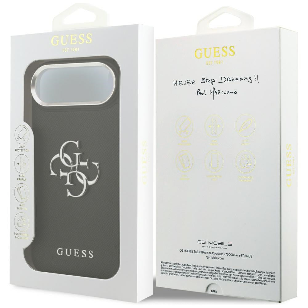 Θήκη για Apple iPhone 17 Air, Guess, 4G Grained Big and Classic Logo, Μαύρη Ασημί