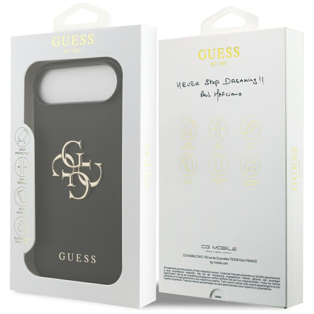 Θήκη για Apple iPhone 17 Air, Guess, 4G Grained Big and Classic Logo, Μαύρη